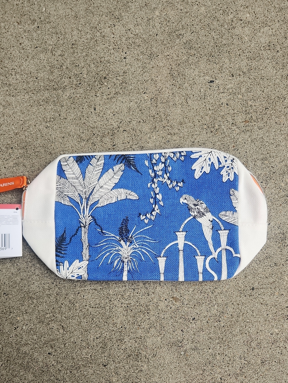 Blue Tropical Parrot Canvas Pouch Cosmetic Bag